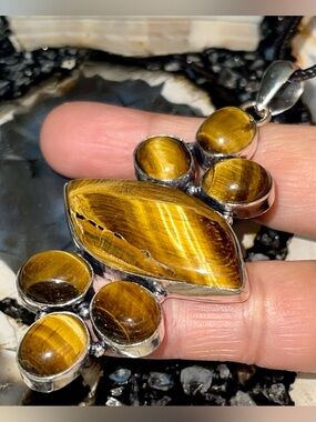 Jumbo Tiger Eye Crystal Pendant 3 1/4”